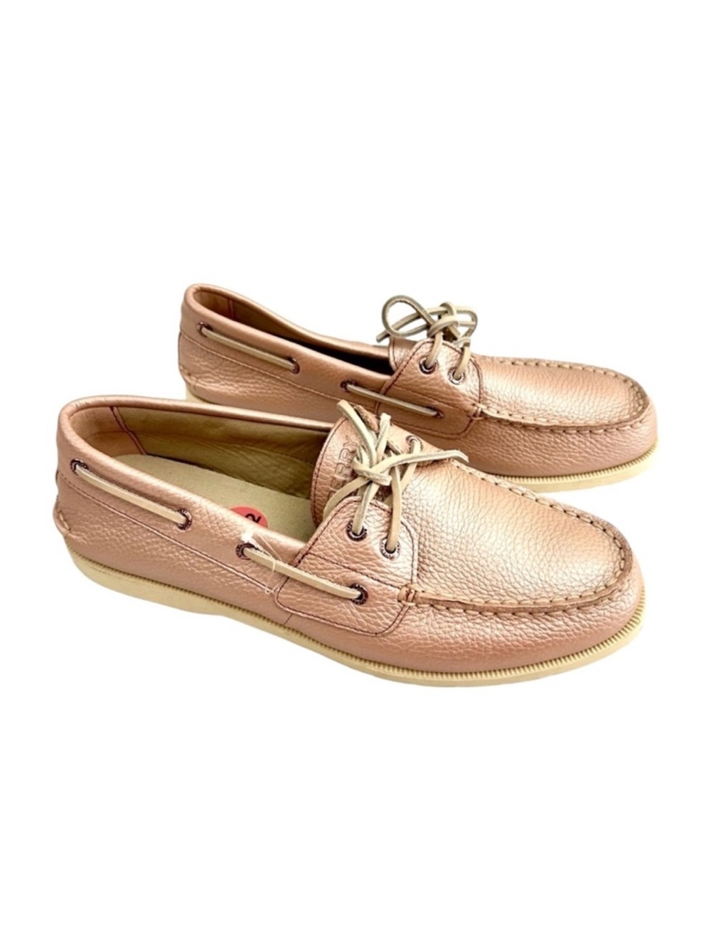 SPERRY Womens Conway Metallic Pastel Pink Leather Boat Shoes Flats Size 9.5 NWOB